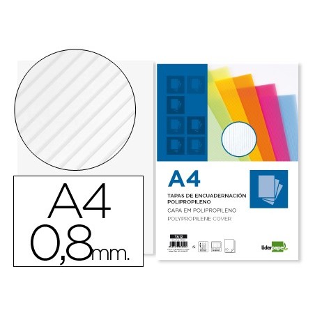 Tapa encuadernacion liderpapel polipropileno ondulado a4 0.8 mm transparente paquete de 50 unidades