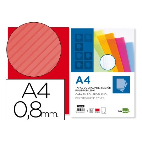 Tapa encuadernacion liderpapel polipropileno ondulado a4 0.8 mm rojo paquete de 50 unidades
