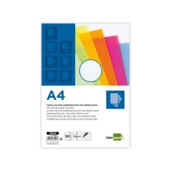 Tapa encuadernacion liderpapel polipropileno ondulado a4 0.8 mm transparente paquete de 50 unidades