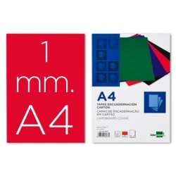 Tapa encuadernacion liderpapel carton a4 1mm roja paquete de 50 unidades