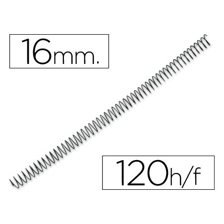 Espiral metalico q-connect 64 5:1 16mm 1,2mm caja de 100 unidades