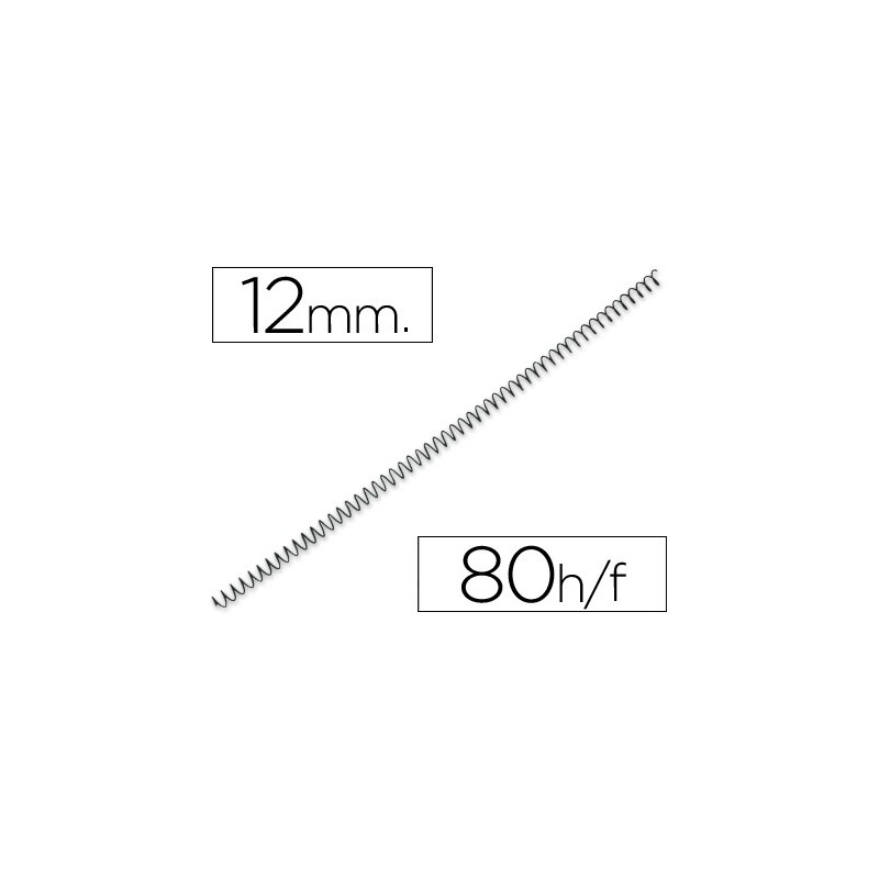 Espiral metalico q-connect 64 5:1 12 mm 1mm caja de 200 unidades