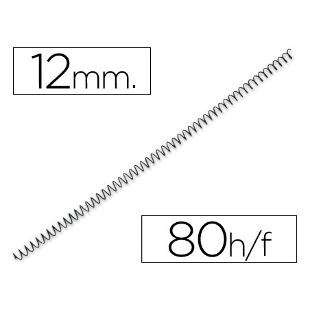 Espiral metalico q-connect 64 5:1 12 mm 1mm caja de 200 unidades
