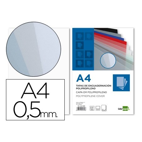 Tapa encuadernacion liderpapel polipropileno a4 0.5mm incolor translucidas paquete de 100 unidades