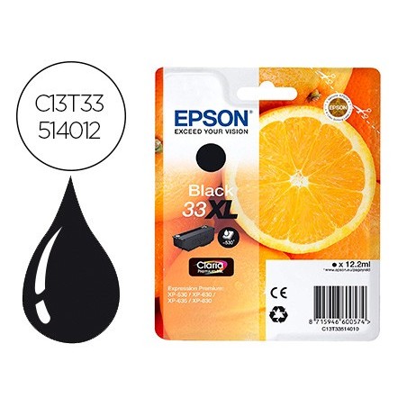 Ink-jet epson expression premiun t3351 33xl xp-530 / xp-630 / xp-640 / xp-830 / xp-900 negro 530 pag