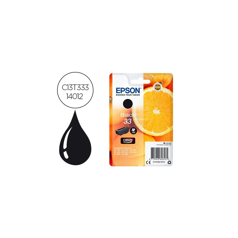 Ink-jet epson expression premiun 33 t3331 xp-530 / xp-630 / xp-640 / xp-830 / xp-900 negro 250 pag
