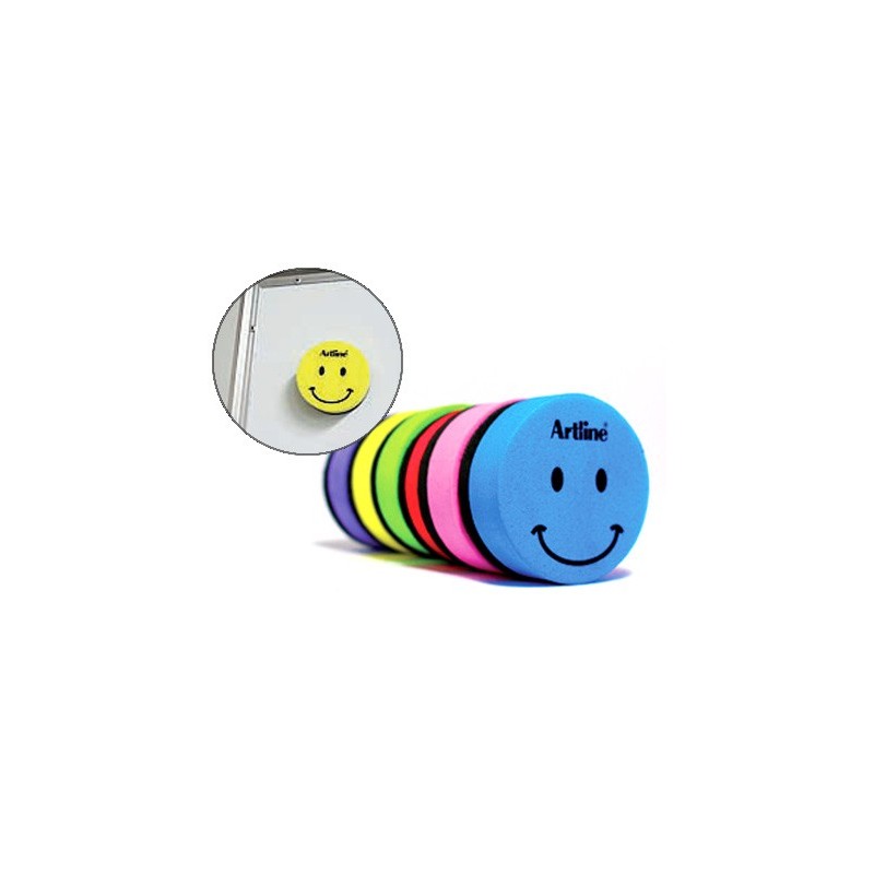 Borrador artline pizarra blanca redondo magnetico cara smiley colores surtidos Borrador artline pizarra blanca redondo magnetico cara smiley colores surtidos