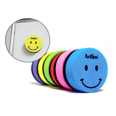 Borrador artline pizarra blanca redondo magnetico cara smiley colores surtidos