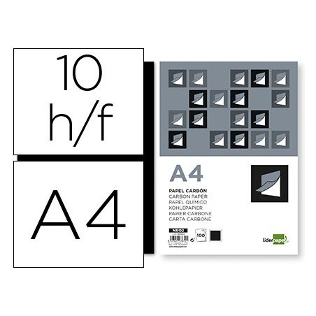 Papel carbon liderpapel negro din a4 bolsa de 10 hojas