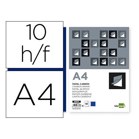 Papel carbon liderpapel azul din a4 bolsa de 10 hojas