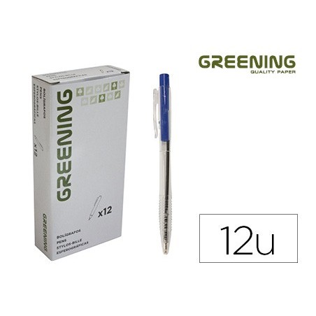 Boligrafo greening azul retractil