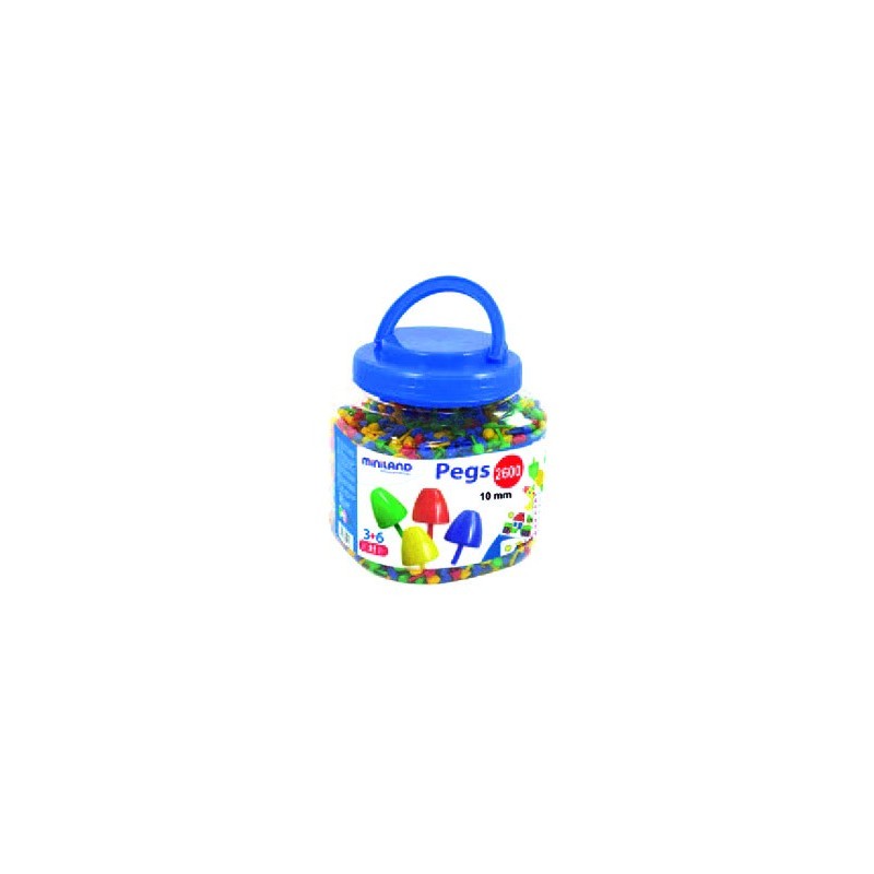 Juego miniland pegs bote de 2600 piezas de 10 mm