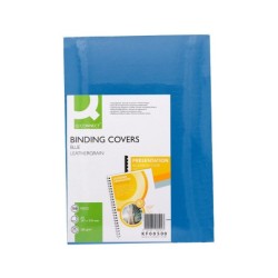 Tapa de encuadernacion q-connect carton din a4 azul simil piel 250 gr caja de 100 unidades
