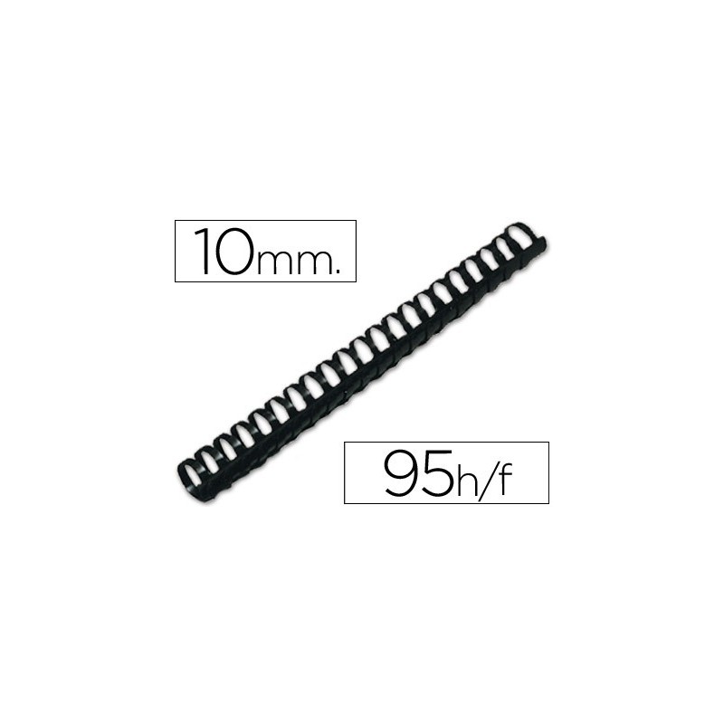 Canutillo q-connect redondo 10 mm plastico negro capacidad 95 hojas caja de 100 unidades