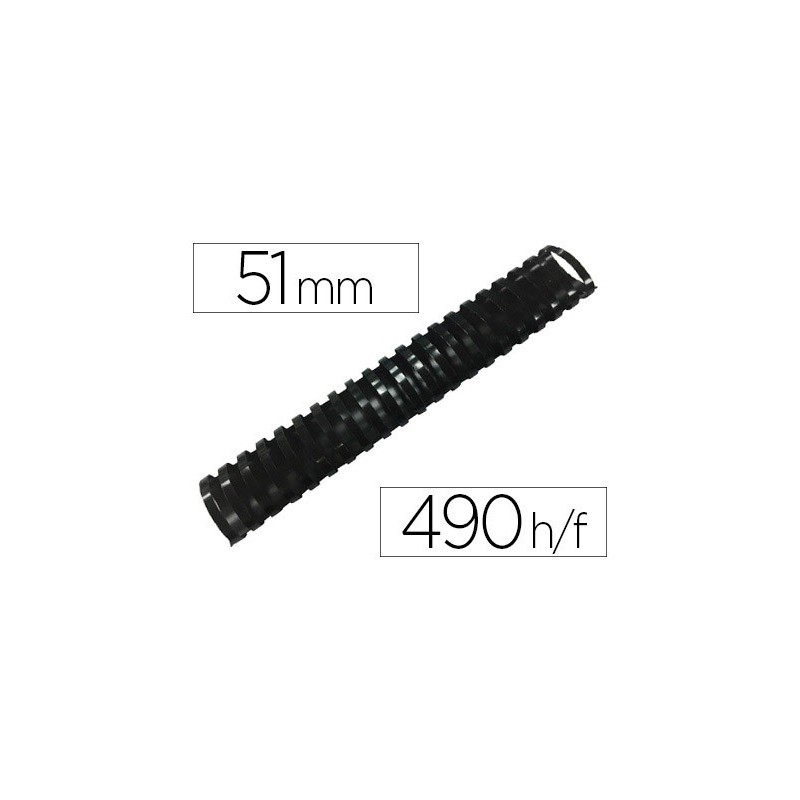 Canutillo q-connect ovalado 51 mm plastico negro capacidad 490 hojas caja de 10 unidades