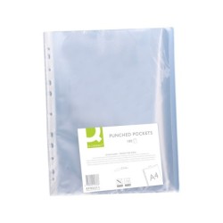 Funda multitaladro q-connect din a4 50 mc cristal bolsa de 100 unidades