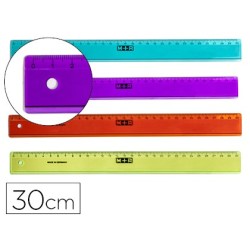 Regla mr 30 cm plastico graduada y biselada colores surtidos