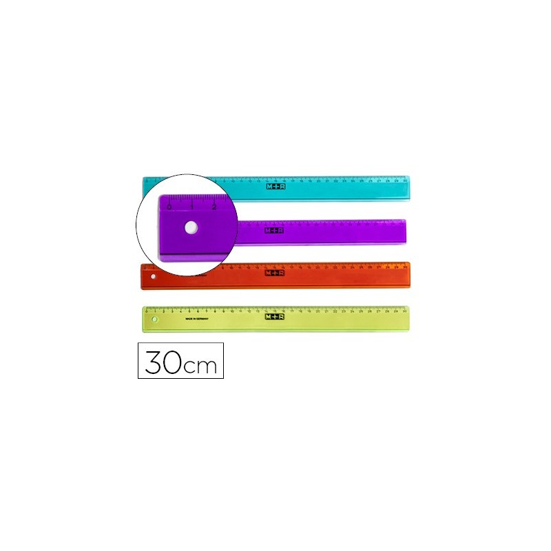 Regla mr 30 cm plastico graduada y biselada colores surtidos
