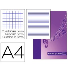 Bloc musica y canto oxford pentagrama interlineado 2 mm  cuadricula 5 mm din a4 24 hojas 90g/m2