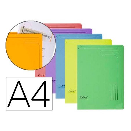 Carpeta dossier uñero cartulina exacompta din a4 290 gr paquete de 5 unidades colores surtidos