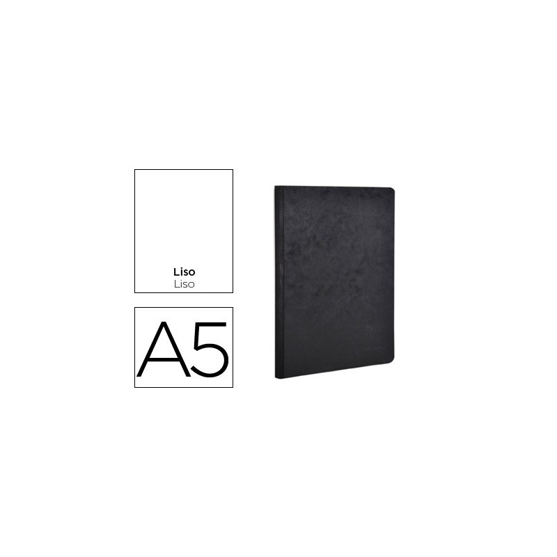 Libreta age-bag tapa cartulina lomo cosido liso 96 hojas color negro 148x210 mm