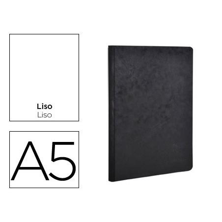 Libreta age-bag tapa cartulina lomo cosido liso 96 hojas color negro 148x210 mm