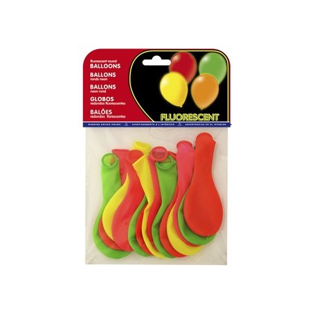 Globo 100% latex biodegradable fluorescente bolsa de 15 unidades colores surtidos