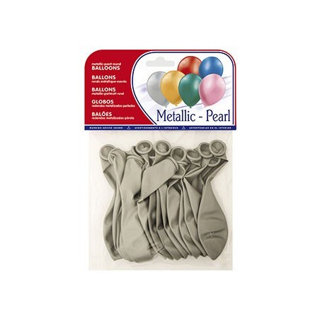 Globo 100% latex biodegradable metalizado plata bolsa de 15 unidades