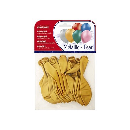 Globo 100% latex biodegradable metalizado oro bolsa de 15 unidades