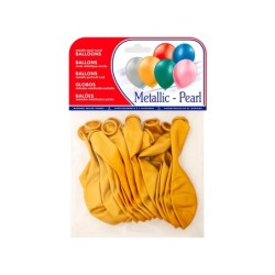Globo 100% latex biodegradable metalizado oro bolsa de 15 unidades