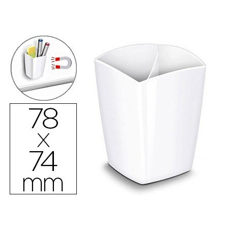 Cubilete portalapices cep blanco opaco plastico magnetico 78x74x95 mm