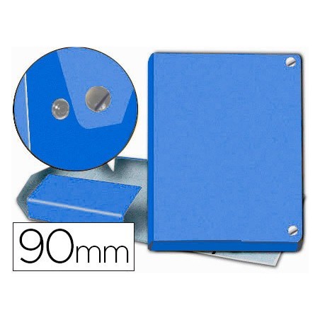 Carpeta proyectos pardo folio lomo 90 mm carton forrado azul con broche