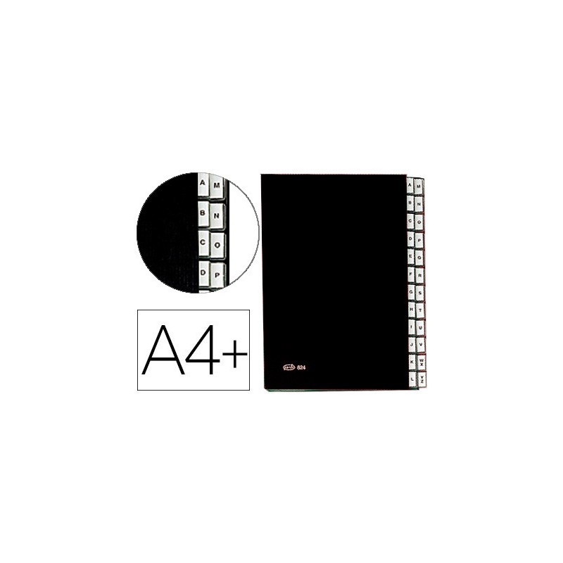 Carpeta clasificadora fuelle pardo carton compacto folio 24 departamentos visor doble personalizables color negro