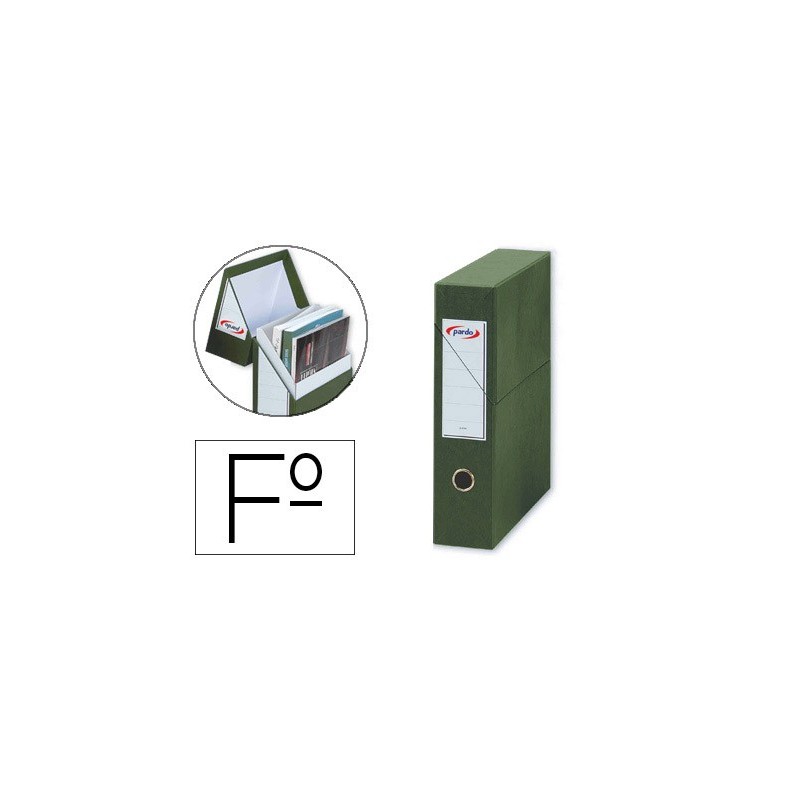 Archivador con tapa pardo carton forrado ollao lomo din a4 80 mm color verde 335x250x80 mm