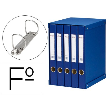 Modulo pardo 5 archivadores de palanca folio 2 anillas 25 mm azul 350x230x300 mm