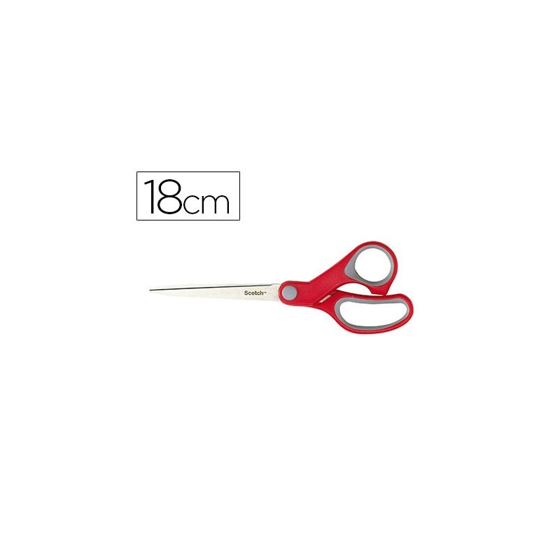 Tijera oficina scotch confort 18 cm de acero inoxidable mango ergonomico ambidiestros