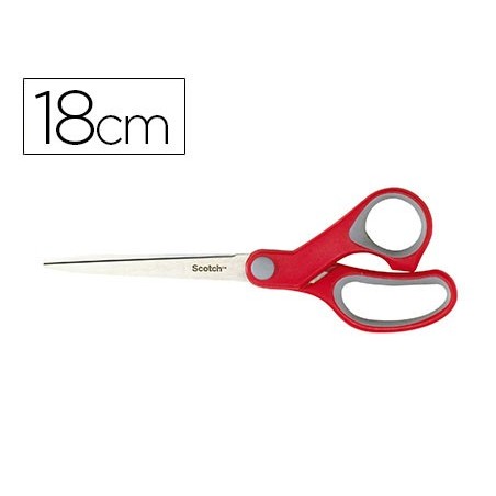 Tijera oficina scotch confort 18 cm de acero inoxidable mango ergonomico ambidiestros