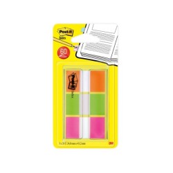 Banderitas separadoras post-it index 680 naranja lima y rosa dispensador funda 3x20