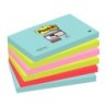 Bloc de notas adhesivas quita y pon post-it super sticky 76x127 mm con 90 hojas pack de 6 unidades colores miami