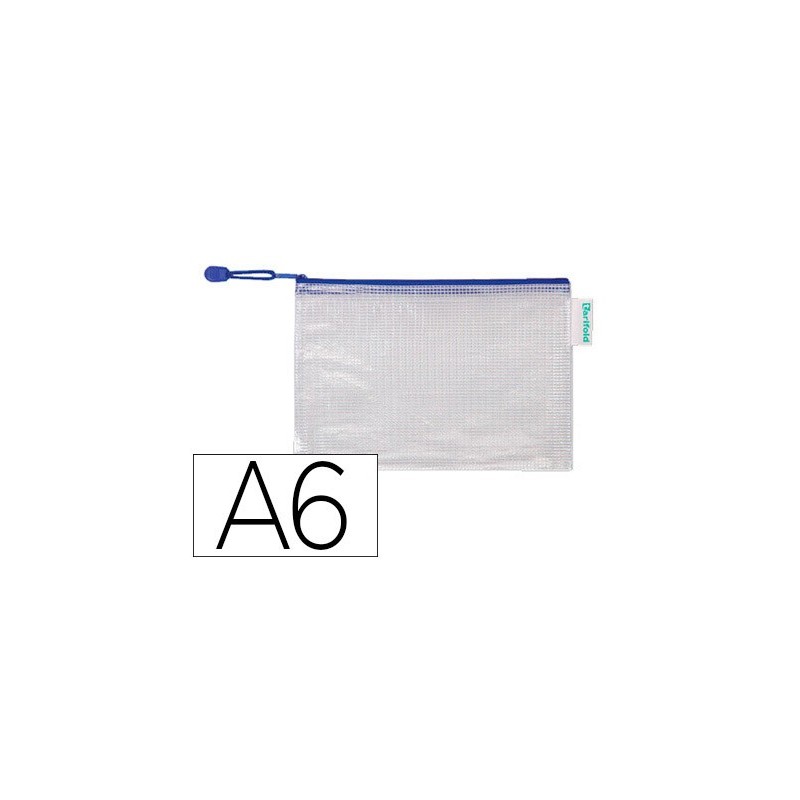 Bolsa multiusos tarifold pvc din a6 apertura superior con cremallera portaboligrafo y correa azul Bolsa multiusos tarifold pvc din a6 apertura superior con cremallera portaboligrafo y correa azul