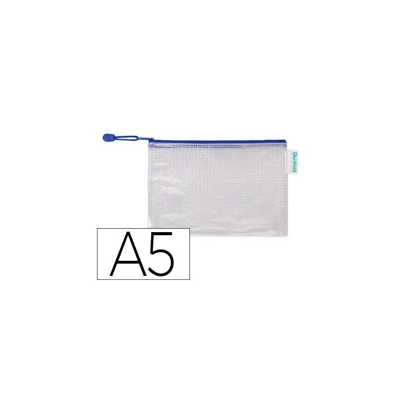 Bolsa multiusos tarifold pvc din a5 apertura superior con cremallera portaboligrafo y correa azul Bolsa multiusos tarifold pvc din a5 apertura superior con cremallera portaboligrafo y correa azul
