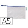 Bolsa multiusos tarifold pvc din a5 apertura superior con cremallera portaboligrafo y correa azul