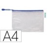 Bolsa multiusos tarifold pvc din a4 apertura superior con cremallera portaboligrafo y correa azul