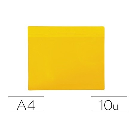Funda tarifold magnetica din a4 horizontal identificacion palets y estanterias amarillo pack de 10 unidades