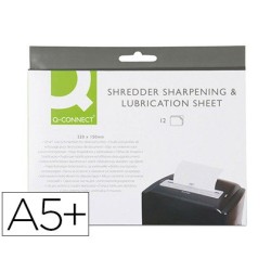 Hojas lubricantes y afiladoras q-connect para destructora paquete de 12 hojas tamaño 220x150 mm