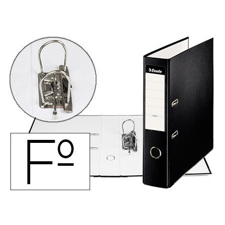 Archivador de palanca esselte carton forrado pvc folio lomo de 75 mm con rado negro