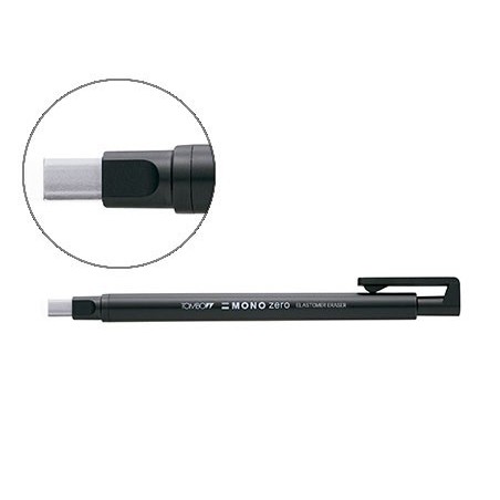 Portagomas tombow mono zero con clip goma rectangular 2,5 x 5 mm color negro
