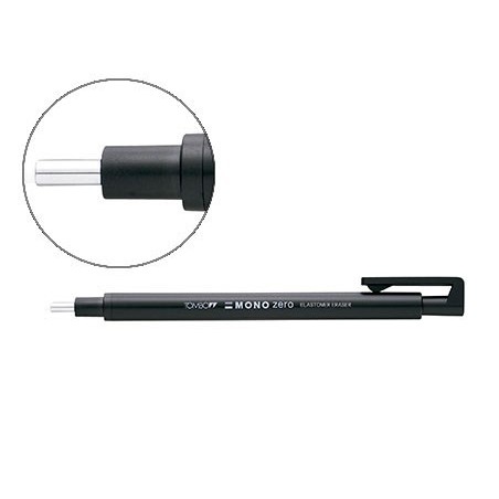 Portagomas tombow mono zero con clip goma redonda 2,3 mm diametro color negro