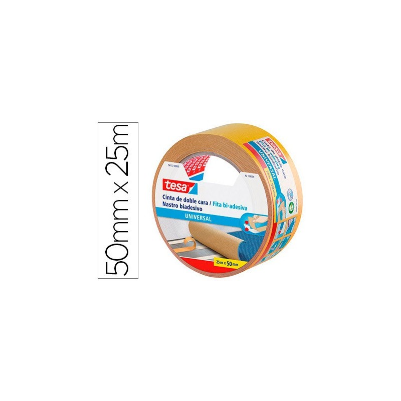 Cinta adhesiva tesa doble cara universal 25 mt x 50 mm