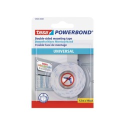 Cinta adhesiva tesa doble cara powerbond universal uso interior 1,5 m x 19 mm